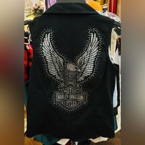 Harley-Davidson Black Vest with Metallic Eagle Design